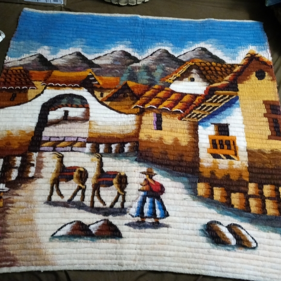 🦙Peruvian Folk Art Wool Handcrafted🦙🦙36"×36" Tapestry,Aspenandes Wall Decor. - Picture 3 of 16